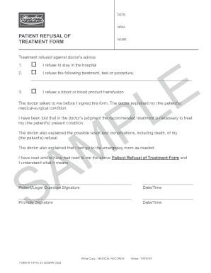 Refusal of Treatment Form PDF