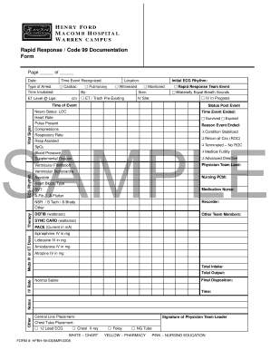 Hospital Rapid Response Documentation Flowsheet  Form