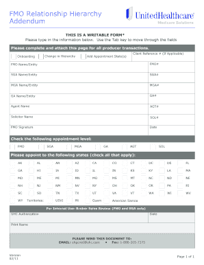 FMO Relationship Hierarchy Addendum Insurance Agents  Form