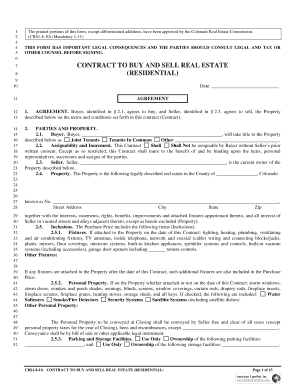 CBS1 8 10 Contract to Buy and Sell Real Estate Residential Justia  Form