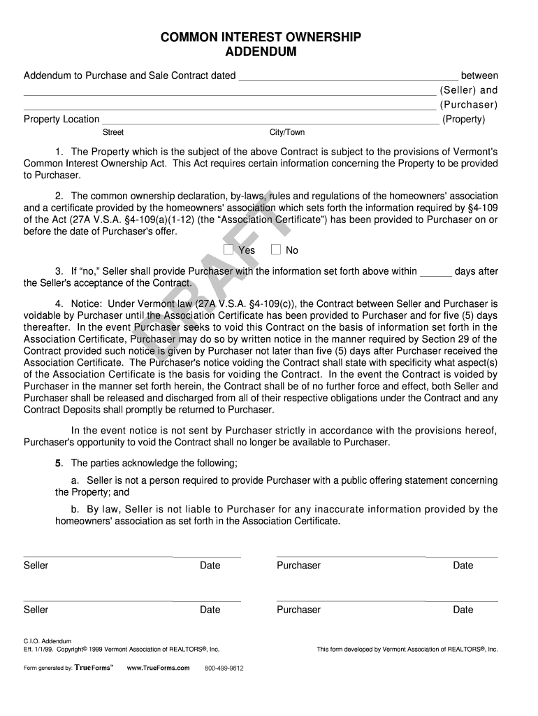 COMMON INTEREST OWNERSHIP BADDENDUMb  Form