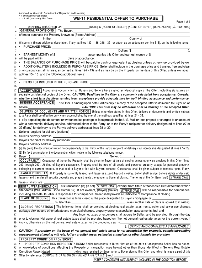  WB 11 RESIDENTIAL OFFER to PURCHASE 2011