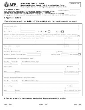 National Police Check Application Form Certificates Australia