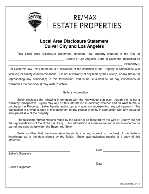 Local Area Disclosures Los Angeles County  Form