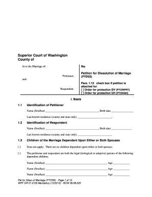 Washington State Divorce Papers Pdf Fill Out And Sign Printable Pdf Template Signnow