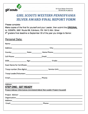 Journey Silver Final Report Form Girl Scouts Western Pennsylvania Gswpa