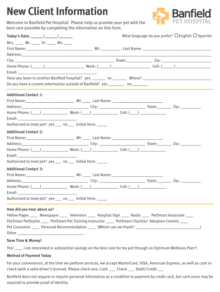 Banfield New Patient  Form