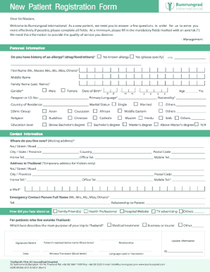 New Patient Registration Form Bumrungrad International Hospital