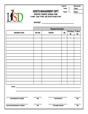 INVENTORY TRANSFER DISPOSAL Form Gallegoes Elisd