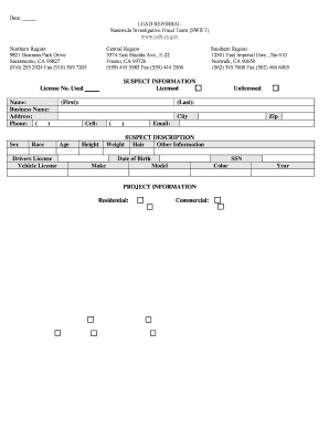 SWIFT Lead Referral Form Contractors State License Board Cslb Ca