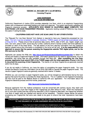 Live Scan Form the Medical Board of California Mbc Ca