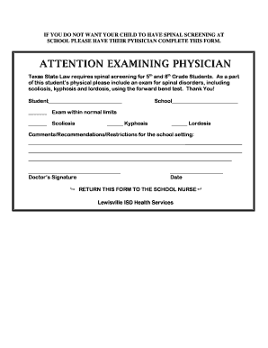 Spinal Screening Form