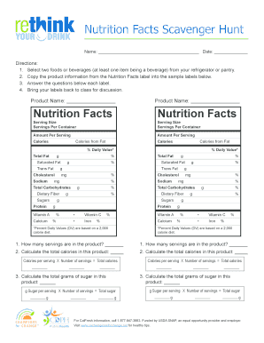 Nutrition Scavenger Hunt PDF  Form