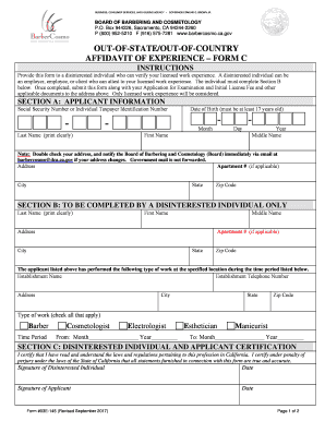  Affidavit of Experience Form 2011