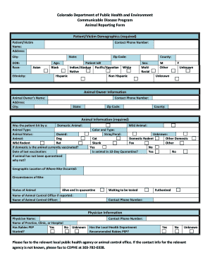 Animal Bite Reporting Form Colorado Gov Colorado