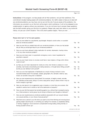 Mental Health Screening Form