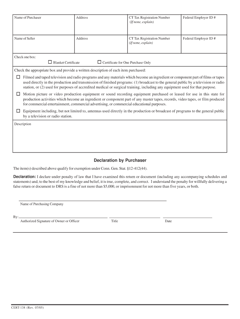 Cert 138 Fillable  Form