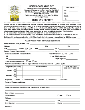  BESB Eye Report Form CT Gov Ct 2013