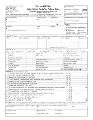 AU 724, Motor Vehicle Fuels Tax Refund Claim off CT Gov Ct  Form