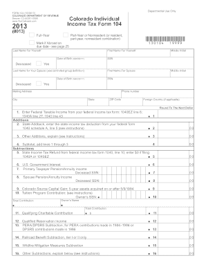 Colorado Individual Income Tax Form 104 FileYourTaxes Com
