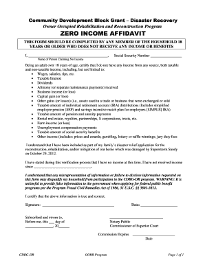 Zero Income Form for Section 8