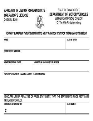 Foreign State License  Form