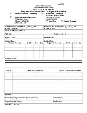 Request for Examination of Physical Evidence CTgov Ct  Form