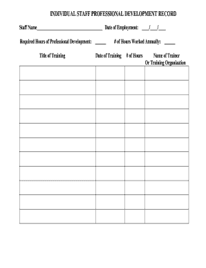 Individual Staff Professional Development Record CTgov Ct  Form