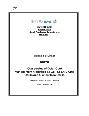 Head Office Cpd Debit Card Bank of India Co in  Form