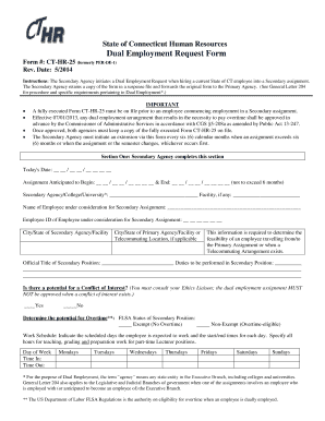 Dual Employment Request Form CT HR 25 DAS Das Ct