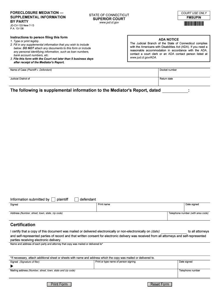 Connecticut Mediation Form