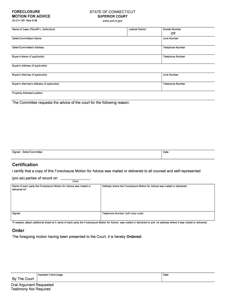 Foreclosure Motion Ct  Form