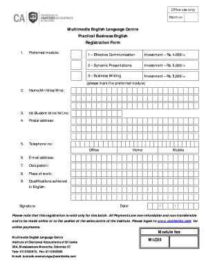 Application Form for Spoken English PDF
