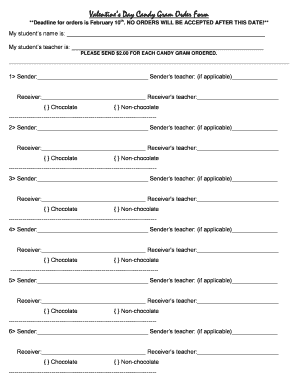 Candy Gram Order Form