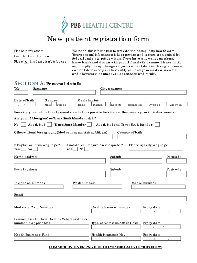 Download New Patient Registration Form PBB Health Centre