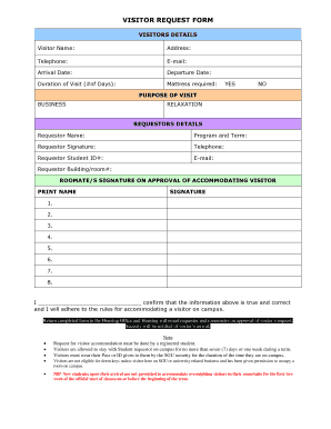 Picture of Visitor Request Form