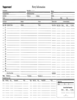 Tupperware Forms