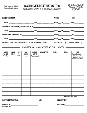 Laser Device Registration Form Florida Department of Health