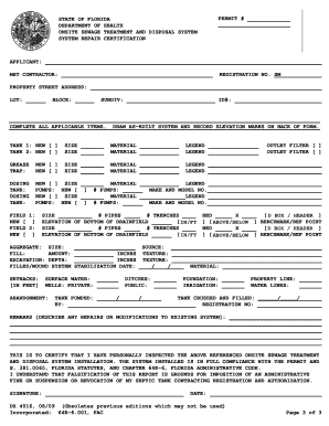 DH 4016 Page 3 PDF Form Florida Department of Health
