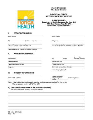 Incident Report of Department of Health Template  Form