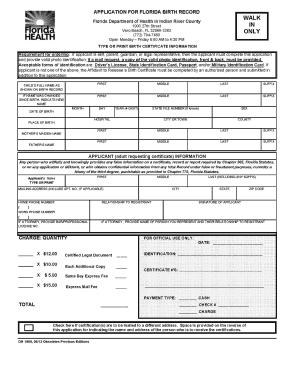 Florida Birth Certificate Application Form
