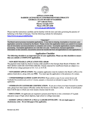 Georgia Board of Barberibg Form