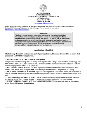 State Board of Cosmetology Ga Form