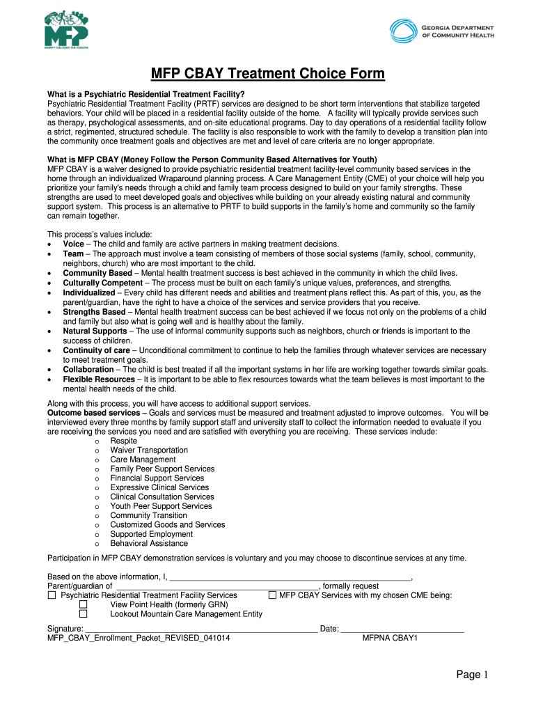 MFP CBAY Treatment Choice Form  Georgia Department of    Dch Georgia 2014-2024