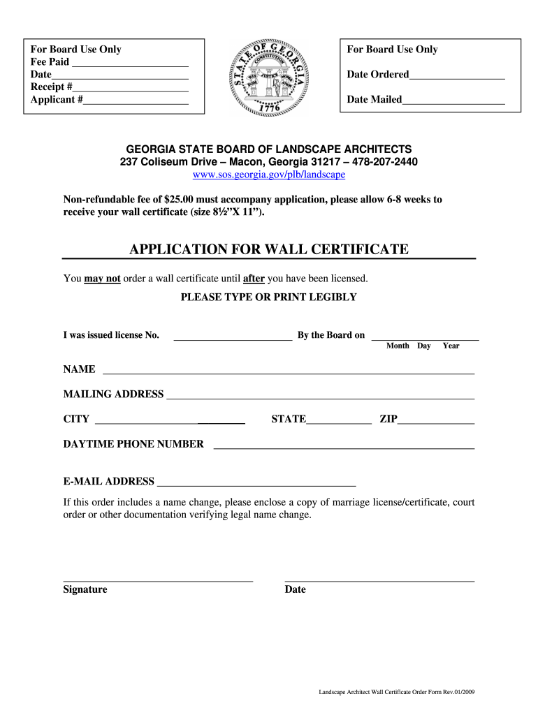  APPLICATION for WALL CERTIFICATE  Georgia Secretary of State  Sos Georgia 2009-2024