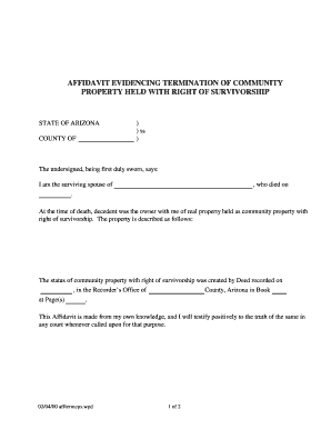 Affidavit Evidencing Termination of Community Property with Right of Survivorship Form