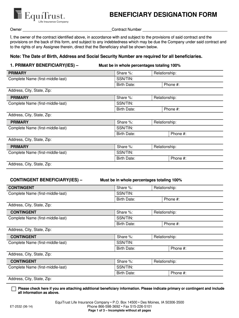 Beneficiary Planner Template