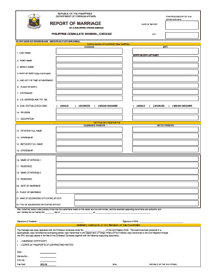 Report of Marriage Form Sample