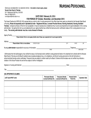 Nevada State Board of Nursing Form