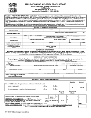 Vital Statistics University Blvd Jacksonville Fl  Form